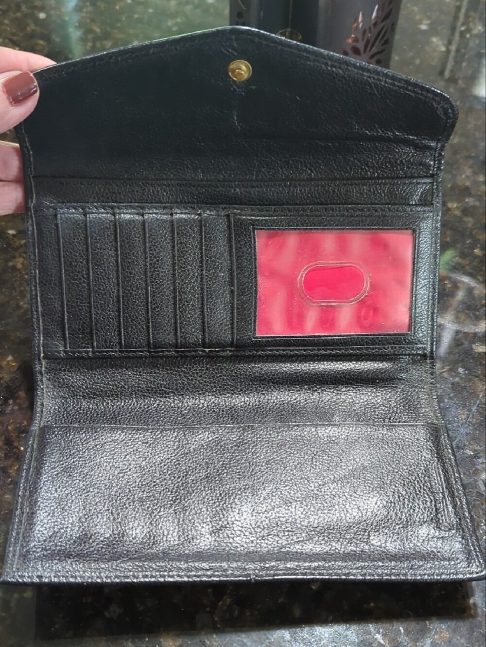 Dooney & Bourke Dark navy Leather Envelope Wallet with Contrast Stitching - Picture 2 of 3